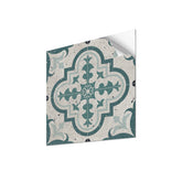 Portuguese Pattern Self Adhesive Wall Art Decor Transfers, Bathroom Backsplash Kitchen Splashbacks Floral Decals Peel and Stick, Cement Green, Pack of 5